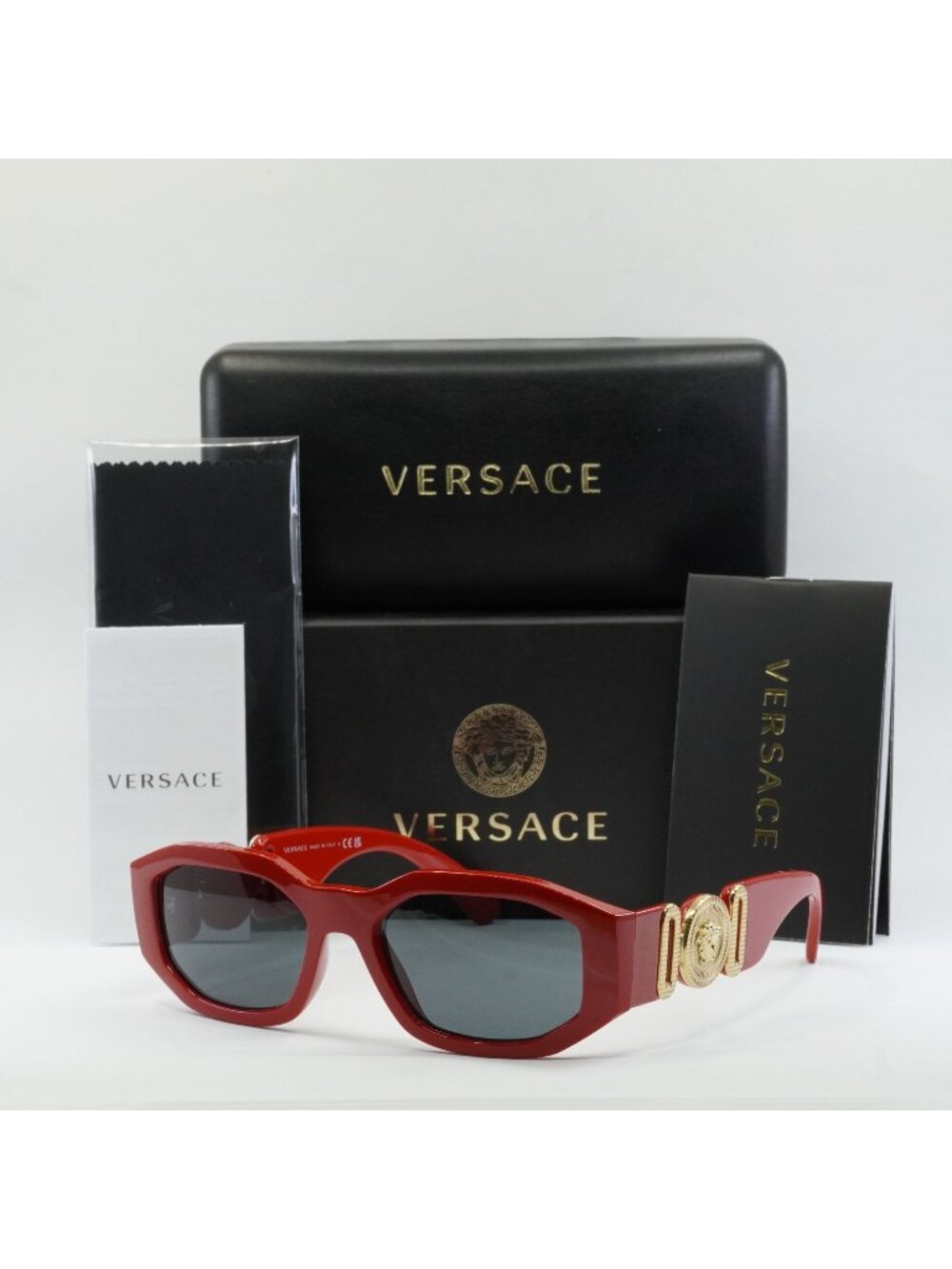 Versace VE4361 533087 Oval Sunglasses – Red/Grey